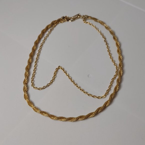 16 Inch 2 Layer Gold Tone Necklace - Picture 11 of 12